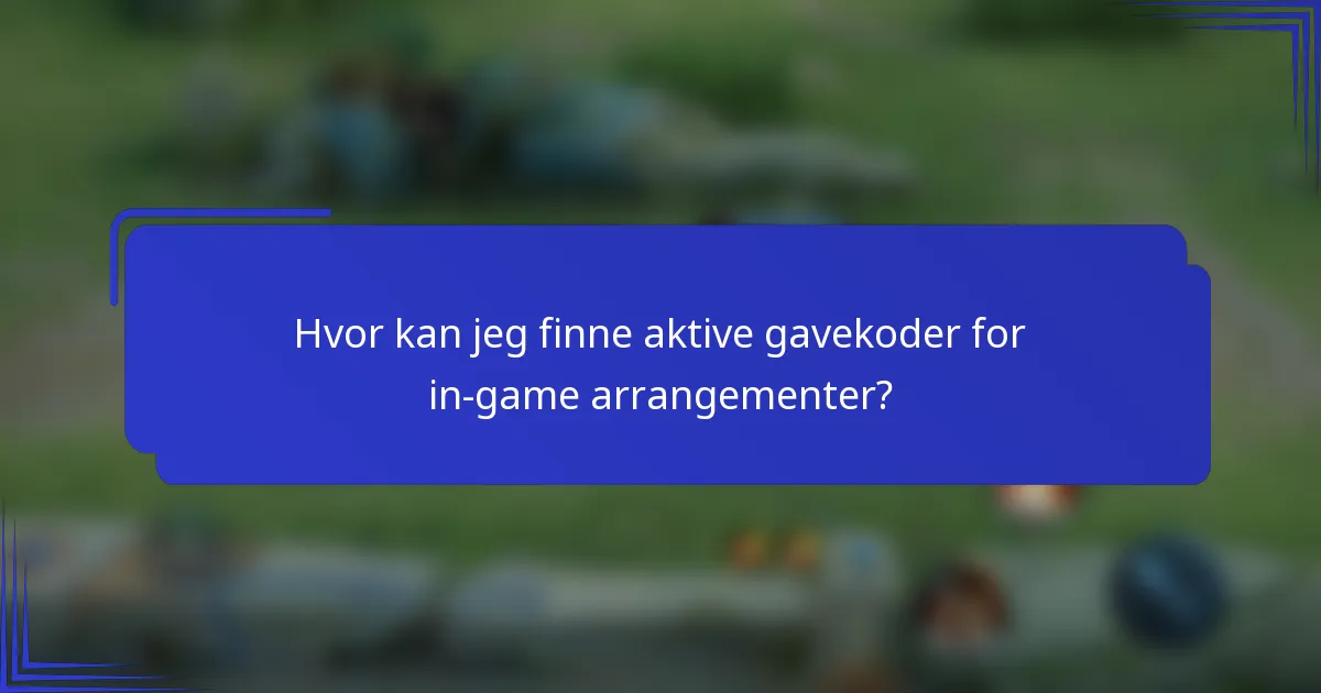 Hvor kan jeg finne aktive gavekoder for in-game arrangementer?